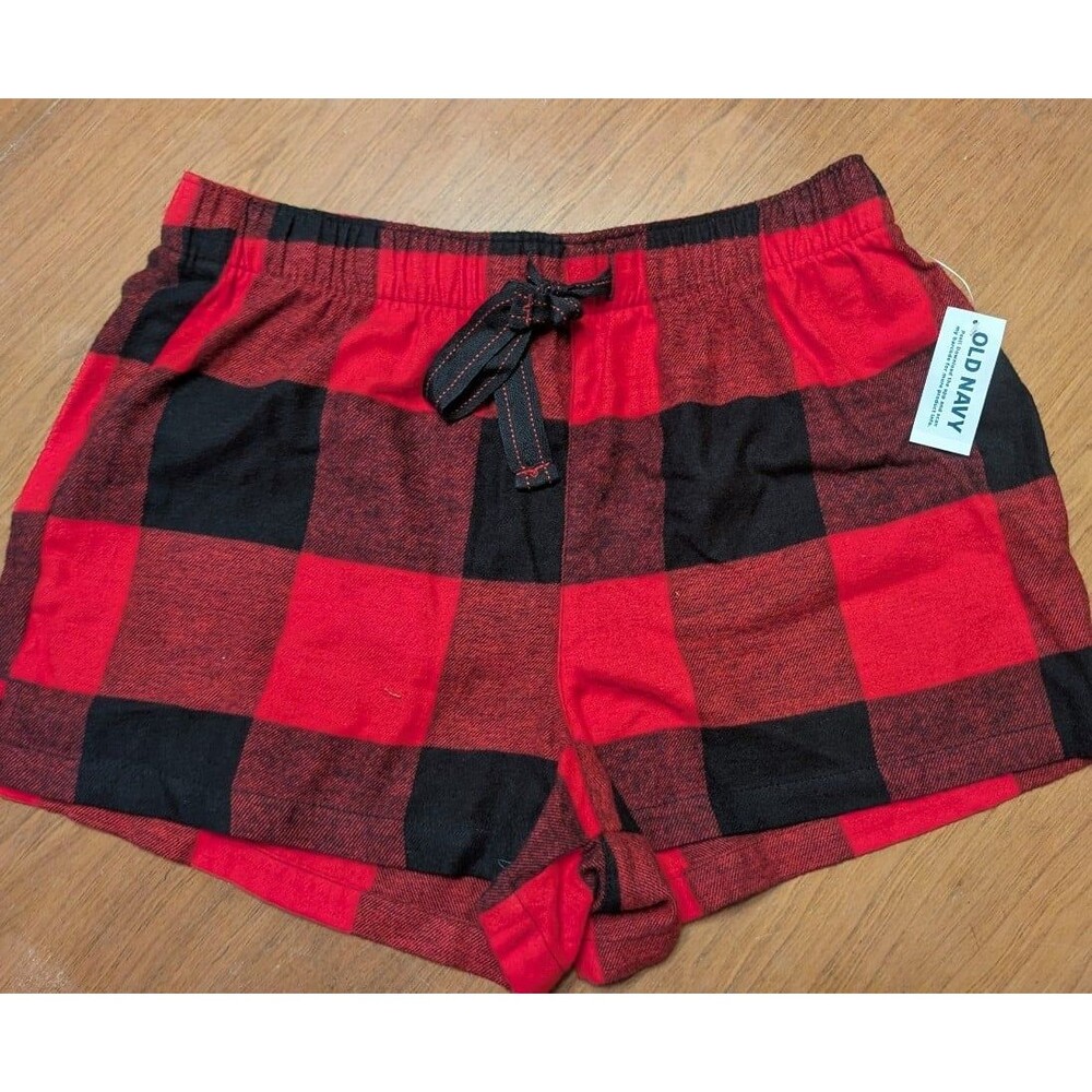 NWT Old Navy Red Black Buffalo Plaid Pajama Shorts Women's
